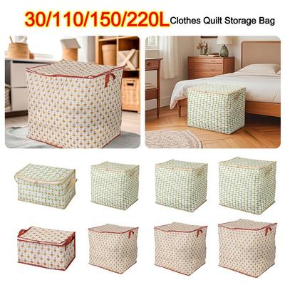 Fabric Clothes Quilt Storage Bag with Handles Foldable Fabric Storage Bag Closet Organizer Dust-proof Toy Bag