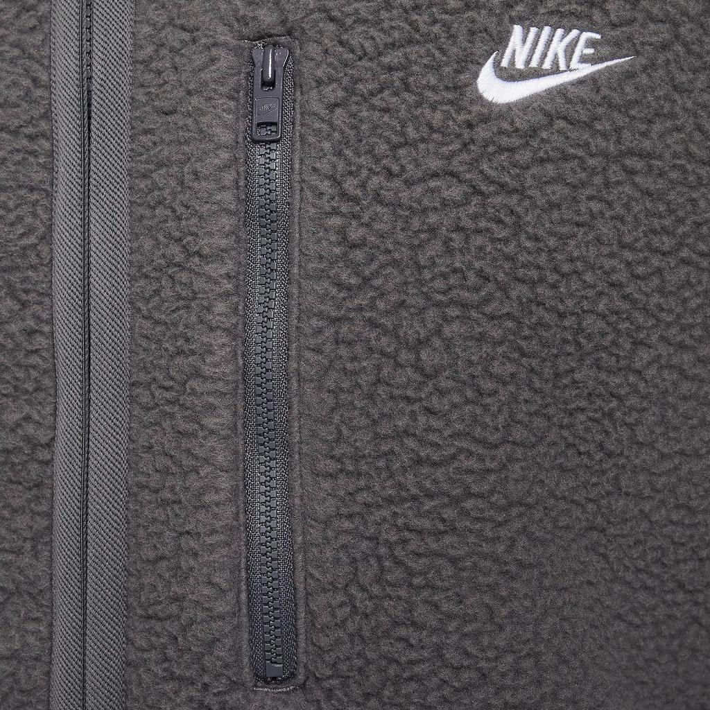 Nike Letter Logo Stand Collar Zipper Long Sleeve Fleece Jacket Men Jackets Gray FZ0889-068