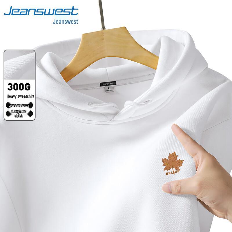 Jeanswest Men's Heavyweight Maple Leaf Print Hooded Sweatshirt