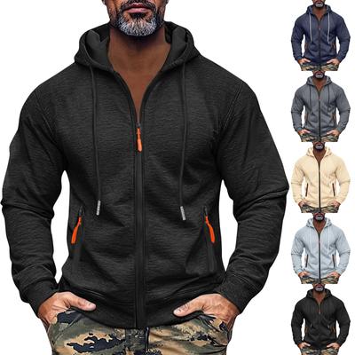 Men's Sweatshirt Hoodie Zipper Arm Pocket Cardigan Men's Sports Large Size Casual Hoodie