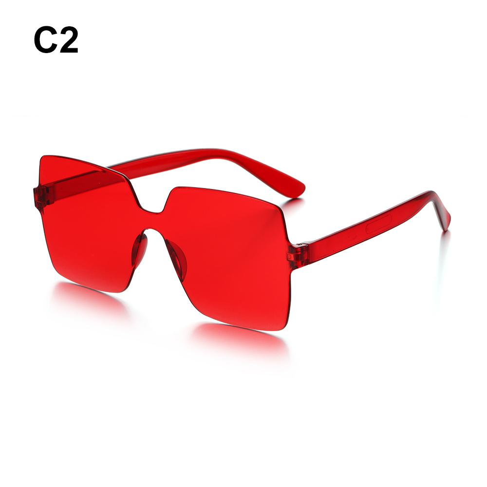 1pc UV400 Protection Square Rimless Sunglasses Women Tinted Frameless Eyewear Summer Vintage Transparent Gradient Sun Glasses