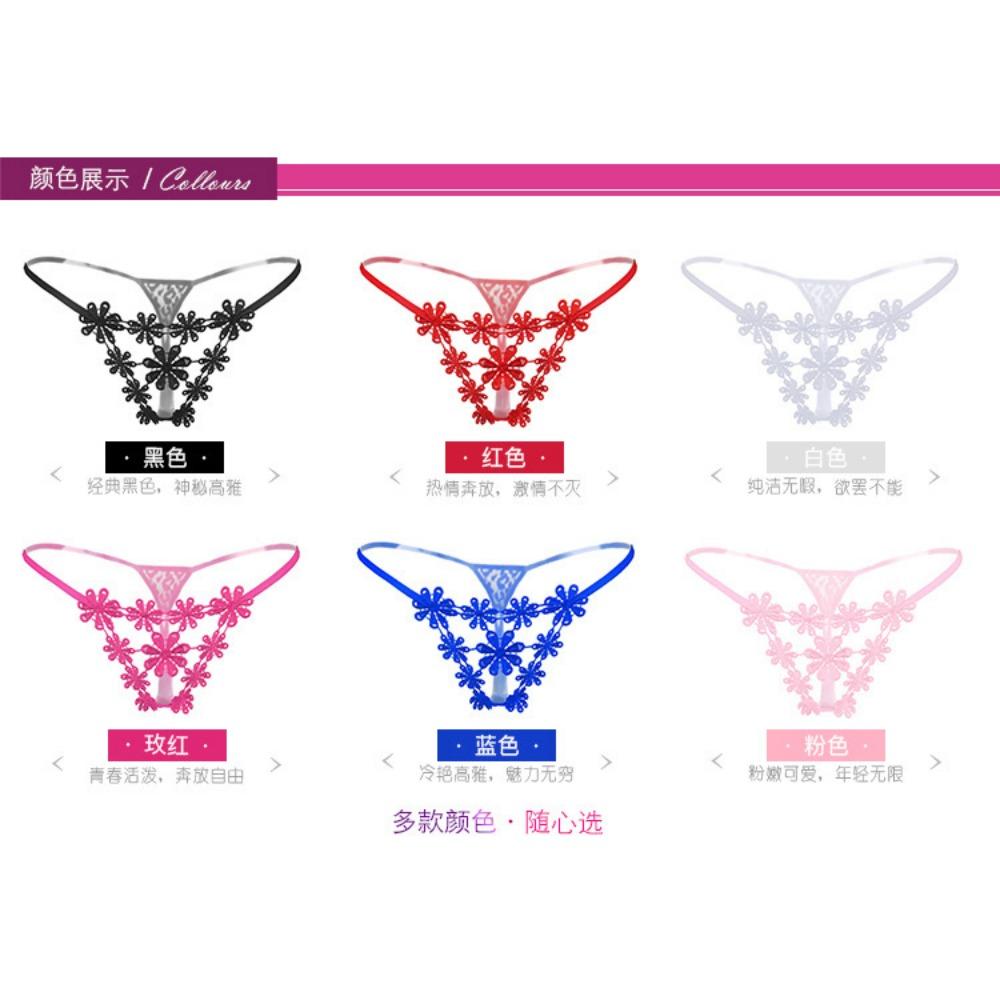 Flower Embroidery Sexy Thong Women's Low-rise Sexy Panties Hollow Temptation Hot T-pants 2170