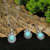 GemChic Women's New Vintage Ethnic Turquoise Geometric Carve Flower Pendant Necklace Earrings Two Piece Set Fashion Birthday Christmas Jewelry Gift