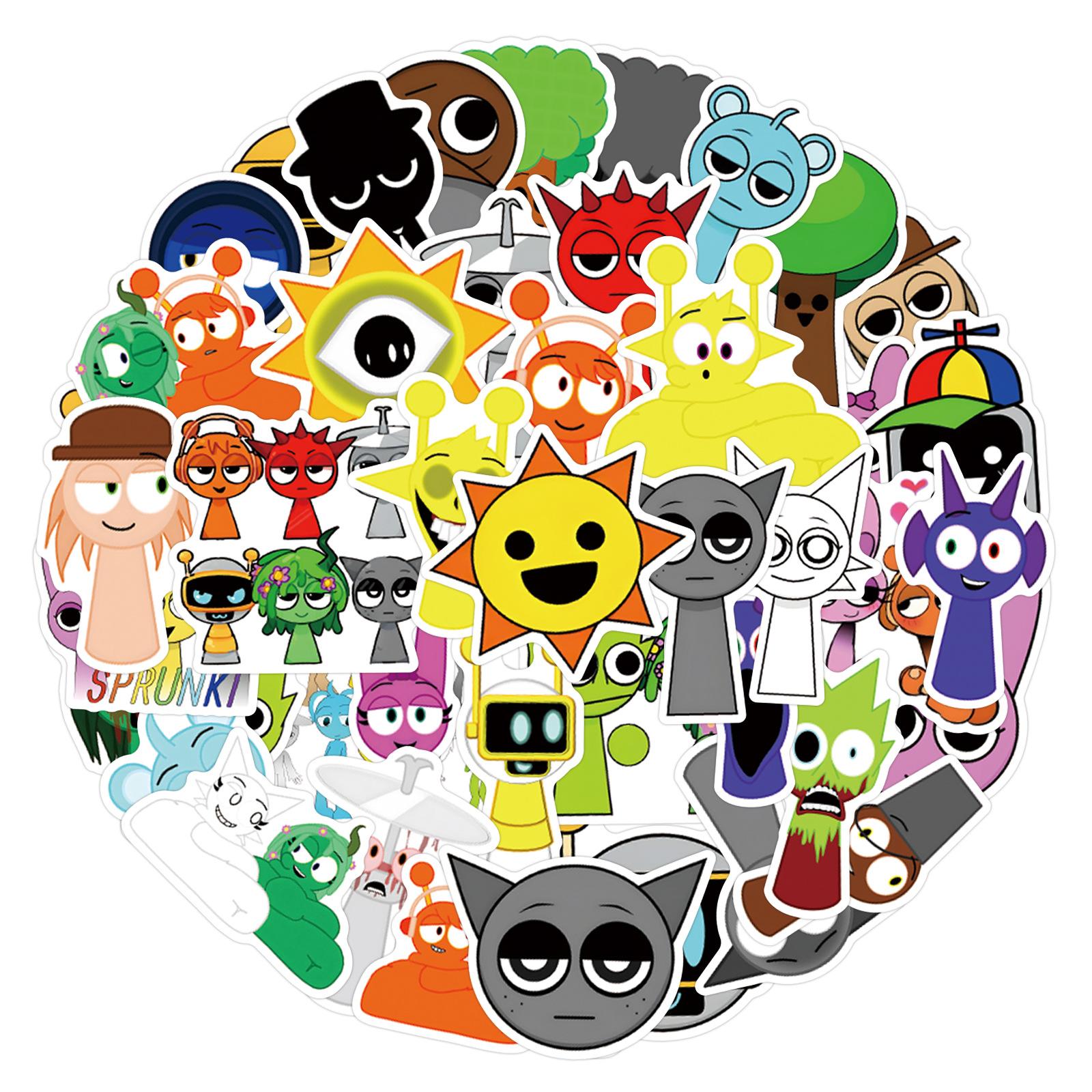 55 Наклеек Incredibox Sprunki Graffiti Декоративные Наклейки для Скейтборда, Блокнота, DIY