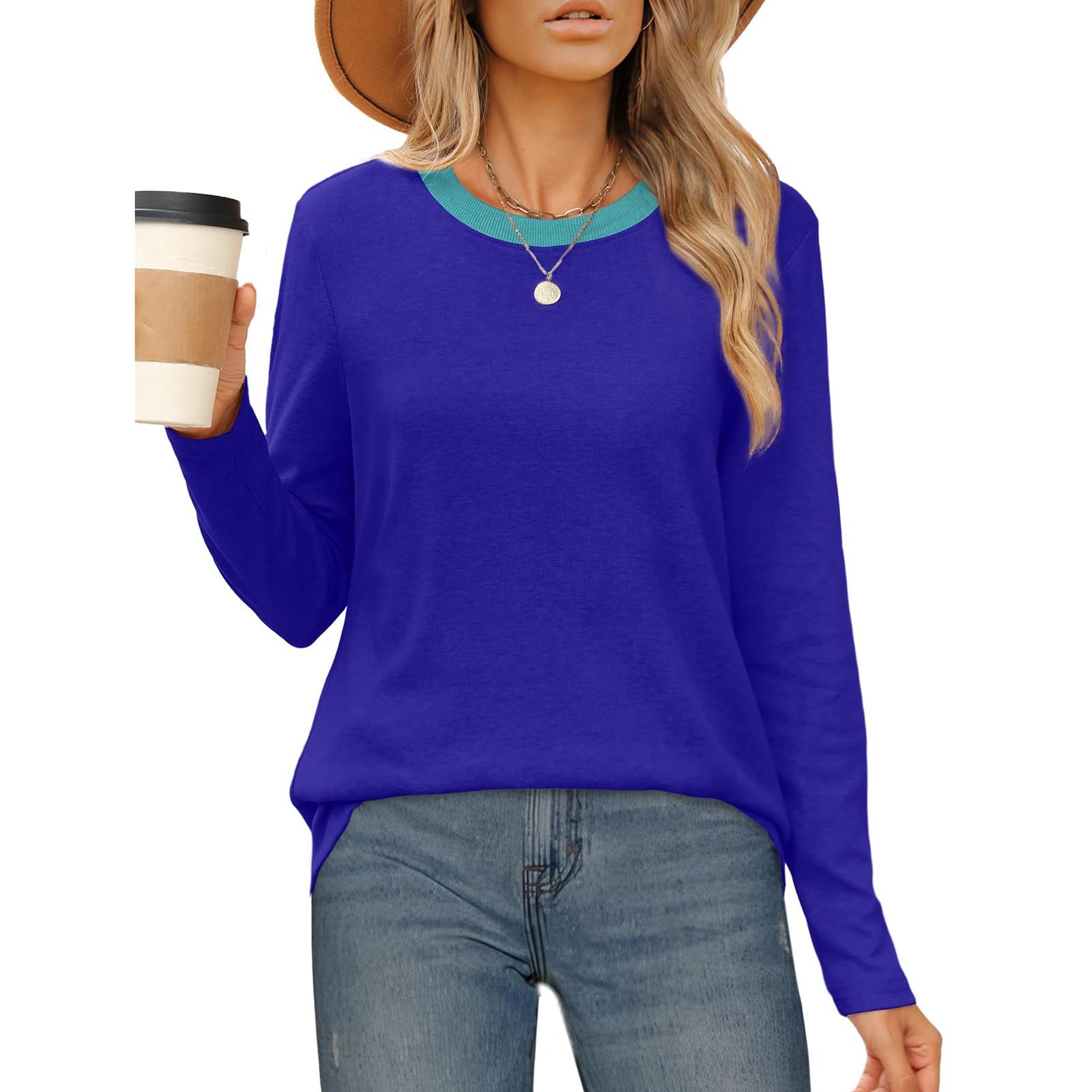 

Топы для женщин, пуловеры с длинными рукавами, повседневные рубашки, топ S синий