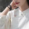 Artistic Retro Chinese Style Women's Ramie Frog Button Long Sleeve Shirt for Spring and Autumn Tea Ceremonies
