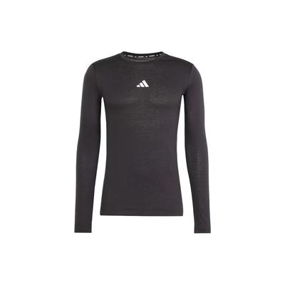 Solid Color Logo Round Neck Long Sleeve T-Shirt Men Tops Black IK9694