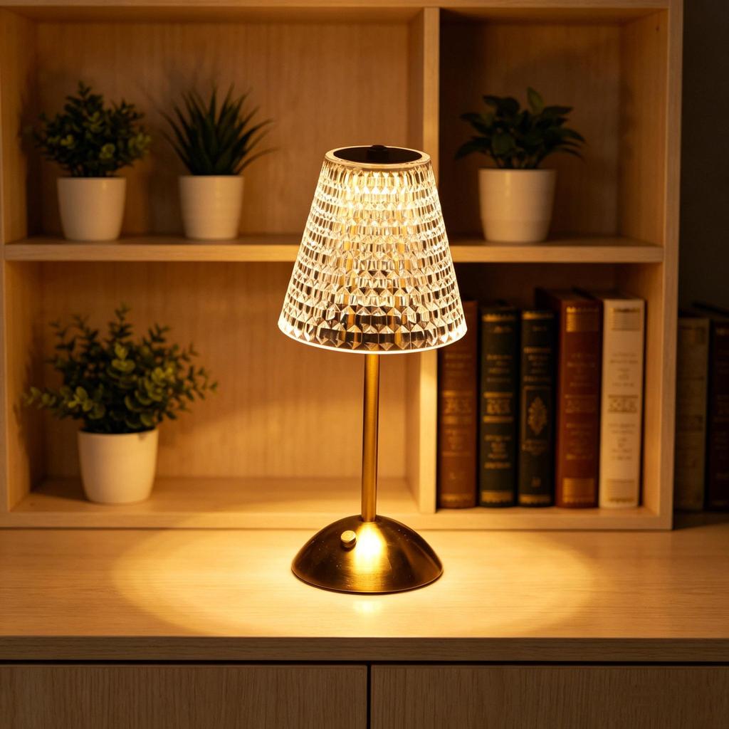 Crystal Retro Bedside Lamp - Luxury Rechargeable Night Light for Master Bedroom