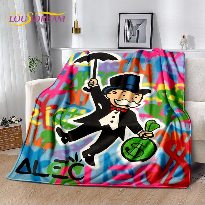 Games Dollar Monopoly Cartoon Money Soft Blankets,Keep Warm Throw Blanket Comfortable Blanket for Picnic Beds Sofa Home Bedroom