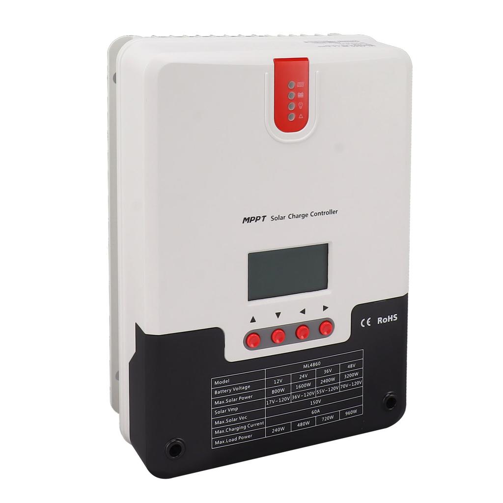 60A Solar Charge Controller MPPT 12V 24V 36V 48V Safety Protection Adjustable with LCD Display