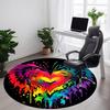 1PC Heart Rainbow Office Round Area Rug,  Mat Suitable ForOffice, Under Office Chairs Bedroom Living Room Home Decor, Room Deco