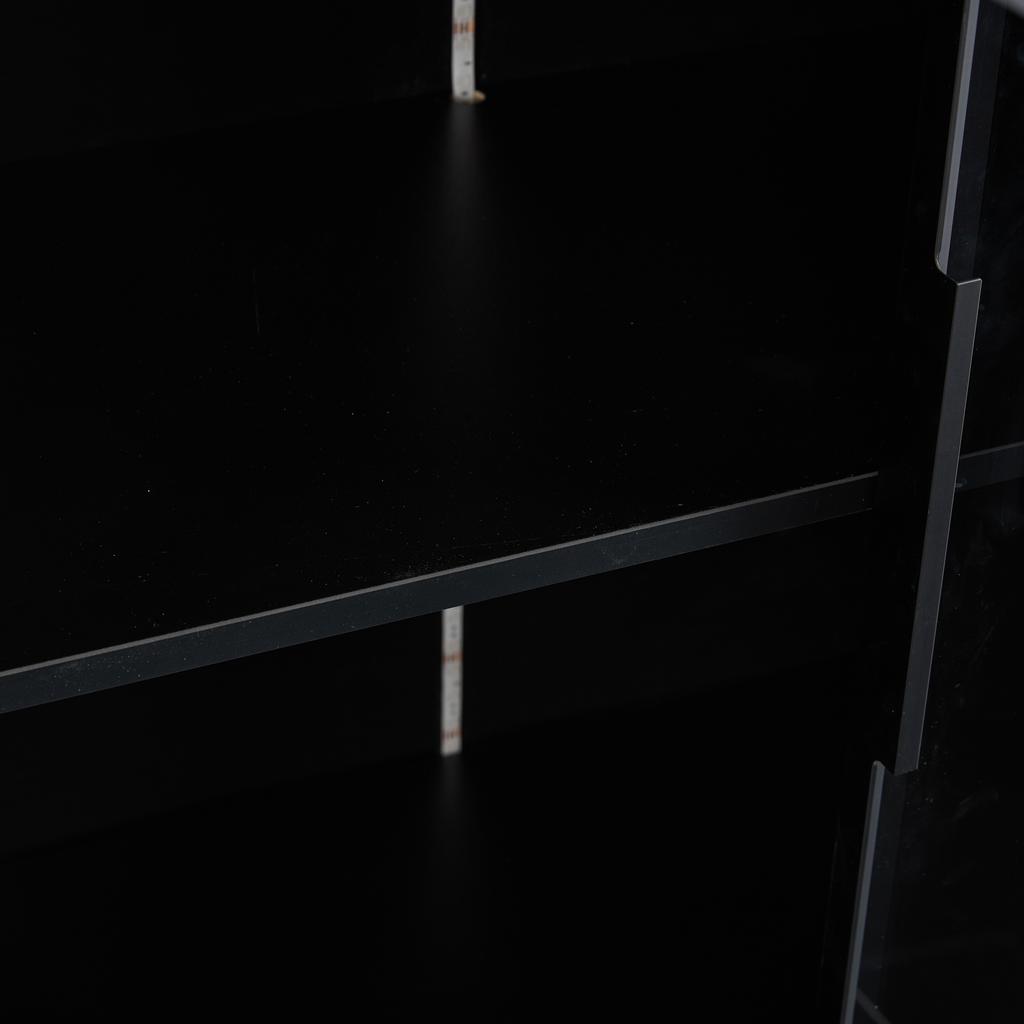 Glass Display Cabinet with App LED Lighting, Double-Door with Movable Shelves, 80*40*160cm, Tall Cabinet for Living Room, Bathroom Cabinet