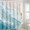 GAEBeach Ocean Themed Shower Curtain, Teal Blue Nautical Coastal Decor, Tropical Fabric Set with Hooks