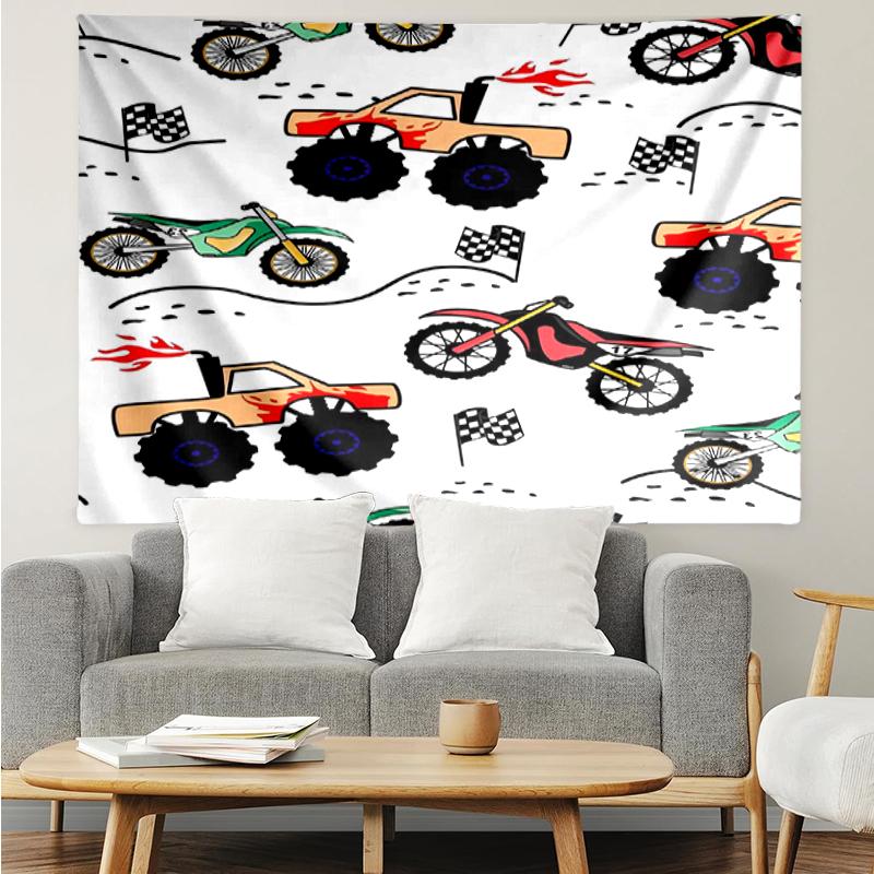 Truck Print Tapestry, Backdrop, Easy Setup, Ideal for Bedroom, Office & Living Room, with Aesthetic Wall Hanging Decor.