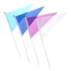 10 Stück Bunte Dreiecksflaggen mit 10 Plastik-Fahnenstangen Handgehaltene Kleine Bunte Flaggen zum Markieren von Garten Rasen Hof Zubehör