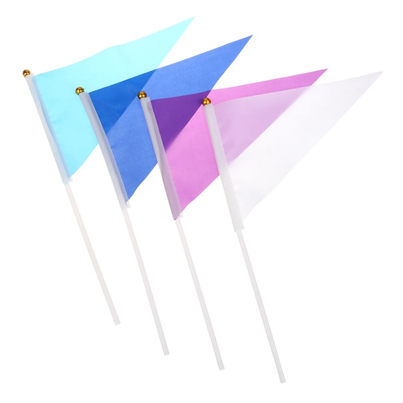 10 Buc. Steaguri Triunghiulare Colorate Cu 10 Bastoane de Steag din Plastic Steaguri Mici Colorate Portabile Pentru Marcarea Grădinii Gazon Curte Consumabile