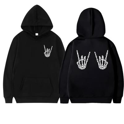 Gothic Halloween Skull Double Sided Printed Streetwear Hoodie Unisex Harajuku Punk Sweatshirt  Men Women Fleece Casual Pullover