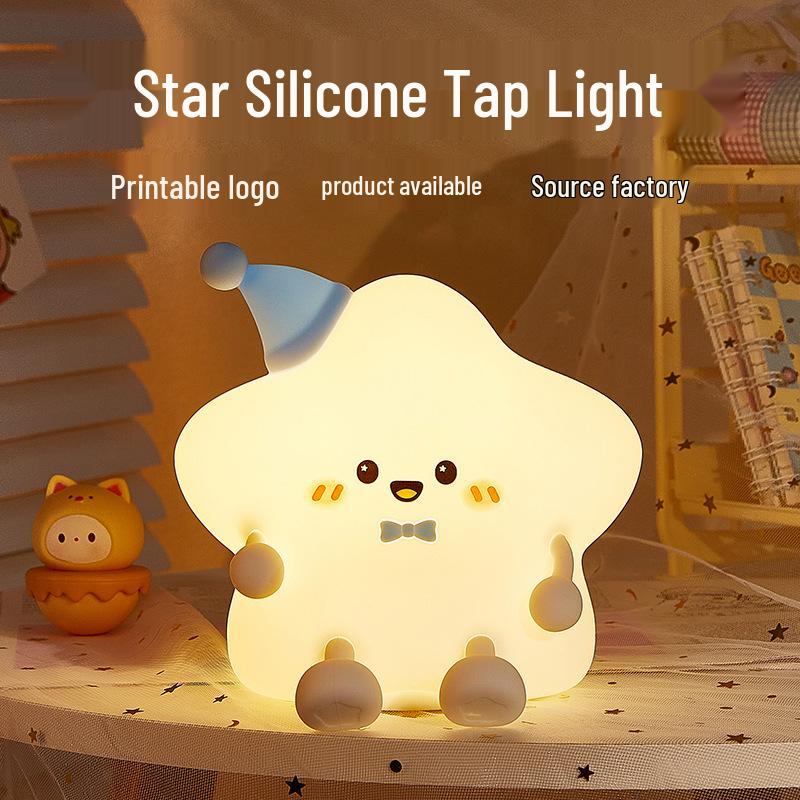 Rechargeable Remote-Control Seven-Color Star Silicone Night Light for Kids