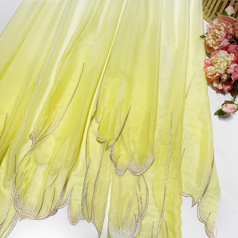 150x100cm Embroidery Lotus Leaf Soft Fabric DIY Hanfu Shirts Doll Cloth Chinese Style DIY Sewing Craft Organza Tulle Fabric New