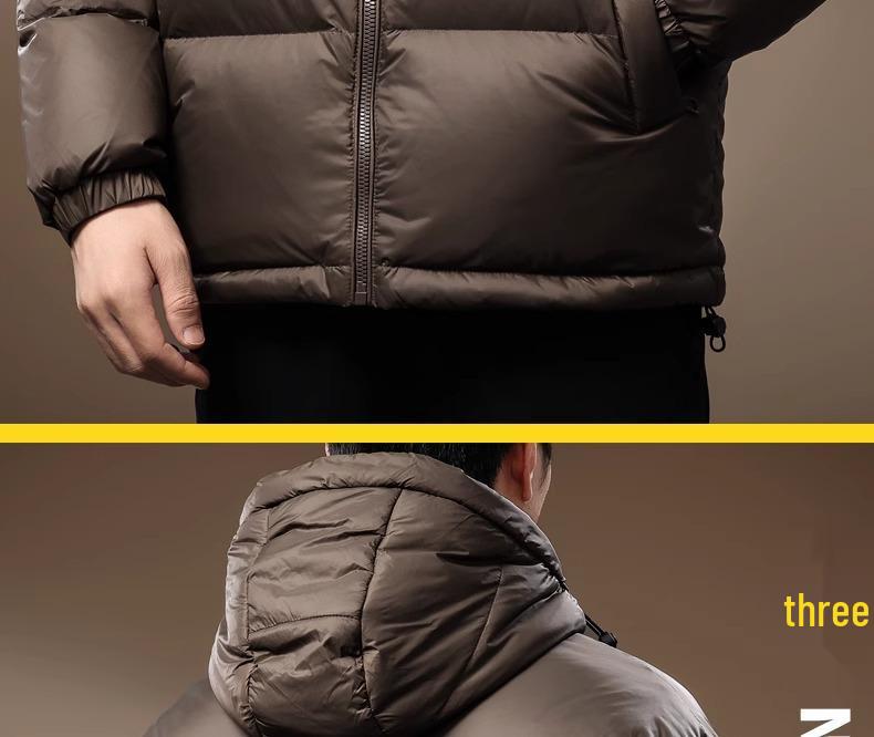 Men's Italian Winter Thick Hooded Down Jacket - 90% Duck Down, Short, Loose, Plus Size Puffer.