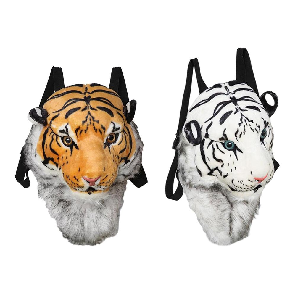 Stuffed Tiger Head Shoulder Bag 3D Tiger Laptop Backpack for Christmas Gifts
