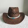 Summer Men's Women's Vintage Western Cowboy Hat Handmade Straw Weaving Beach Sun Hat Gentleman Lady Cowgirl Jazz Hat Bohemian