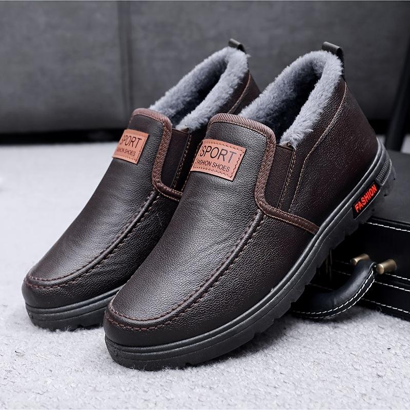 Winter Thickened Waterproof Old Man Shoes Plush Warm Ankle Boots for Men