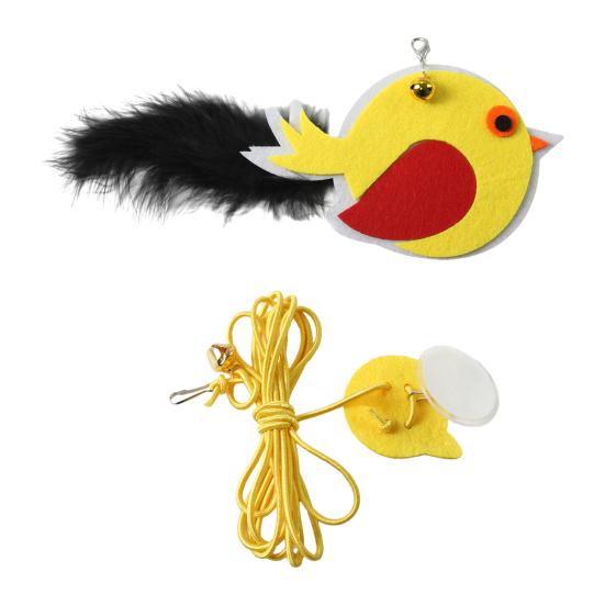 Swinging Interactive Cat Toy Elastic Rope Cat Teaser Self-play Cat Toy with Feathers Bell for Indoor Cats Solo Play And Hunting Instinct