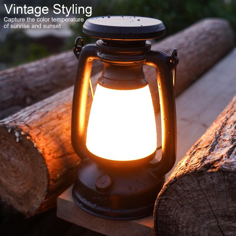 Solar Lantern Outdoor Brightness Adjustable Lanterns Rechargeable Light Solar Powered Lamp Backup Lighting For Hiking Camping
