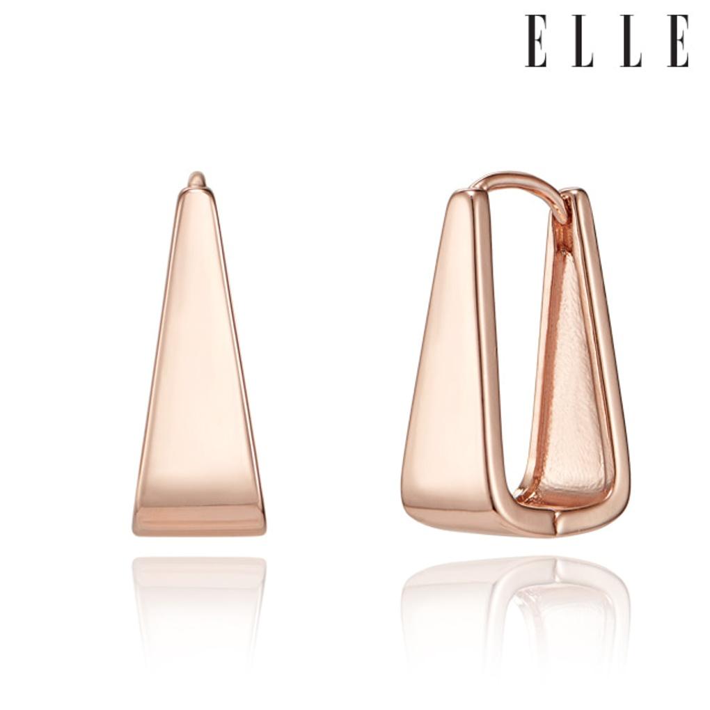14K Volume Triangle One-Touch Earrings (Gold Pin) ELGPEE436