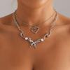 Ins Diamond Butterfly Pearl Splicing Spice Girl Collarbone Chain Love Double Necklace