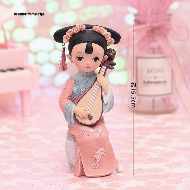 Boneca Princesa Estilo Antigo Xianci de Resina: Ornamento de Mesa Elegante e Presente para Menina