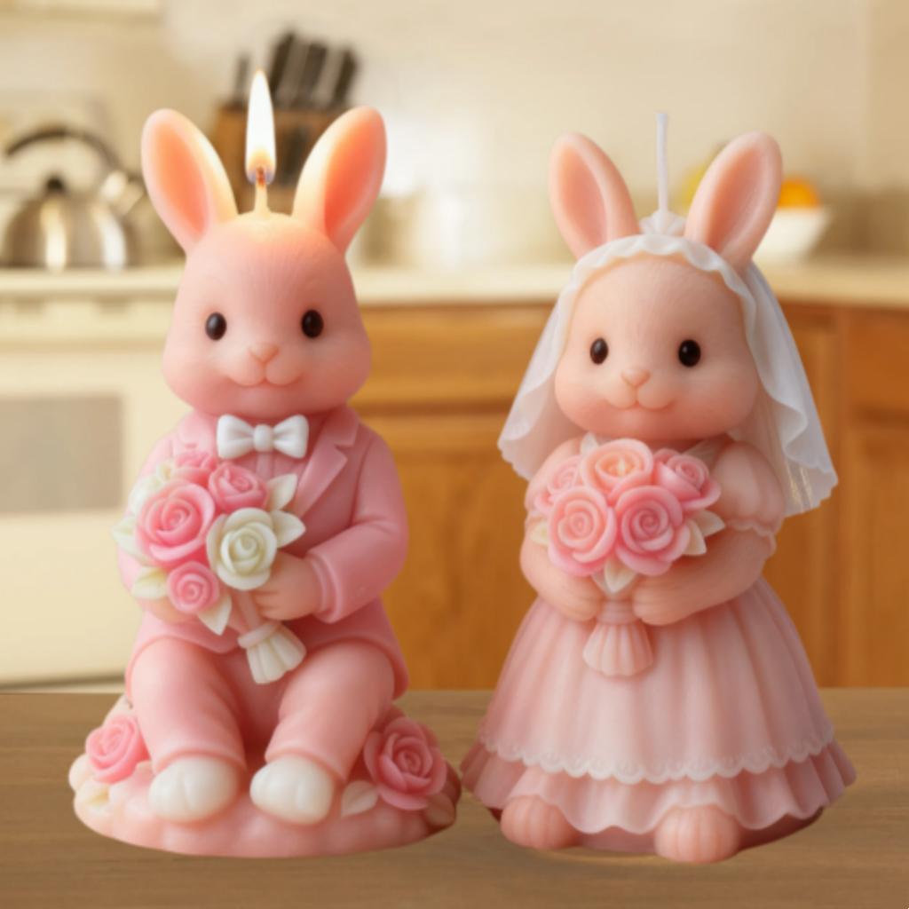 Wedding Rabbit Mold Cute Resin Crafts Mold Silicone Candle Mold High-Quality For Wedding Decoration Handmade Gifts Home