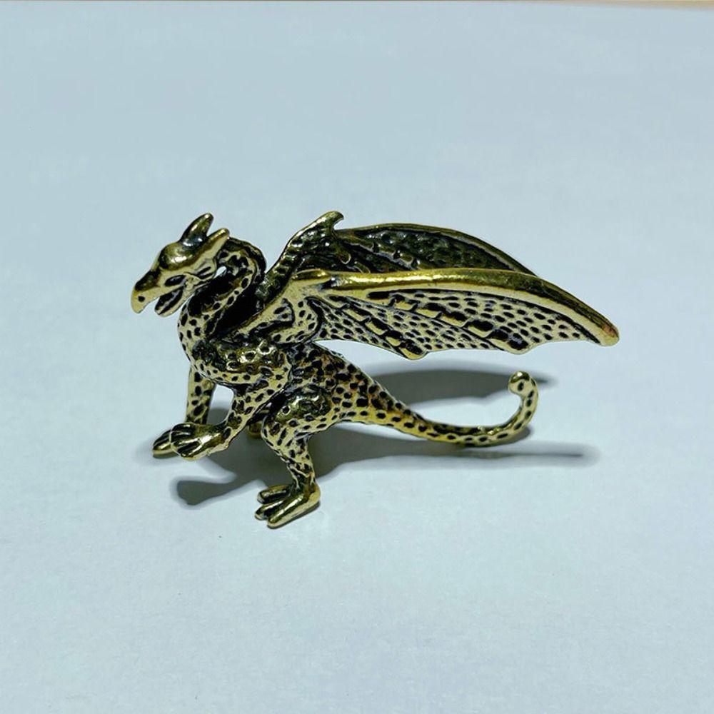 Retro Pterosaur Dragon Small Statue Brass Animal Model Miniature Sculpture  Bedroom