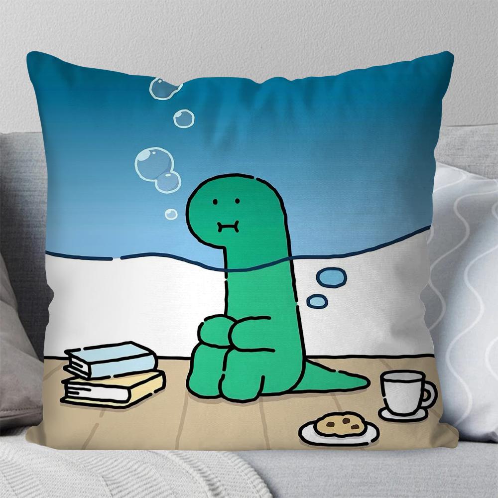 Niedlich Und Minimalistisch Dinosaurier Kissenbezug Quadratisches Kissen Schlafzimmer Sofa Freizeit Komfort Kissen Auto Wohnzimmer Heimdekoration 40X40