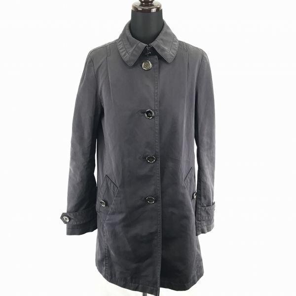 

COACH/Stand Collar Coat/Outerwear/XS/Black/Spring Hook/Fully Lined/Striped Lining/Logo Buttons/Knee Length