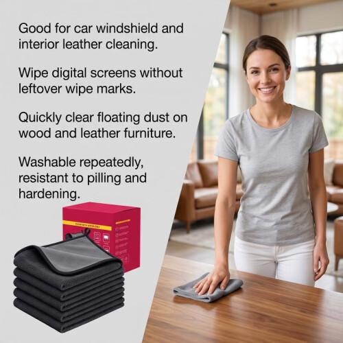 Household Cleaning Cloth Efficient Degreasing Streak-Free Glass Cleaning Leather Furniture Wipe Wood Care Multi-Purpose Soft Absorbent No Watermarks
