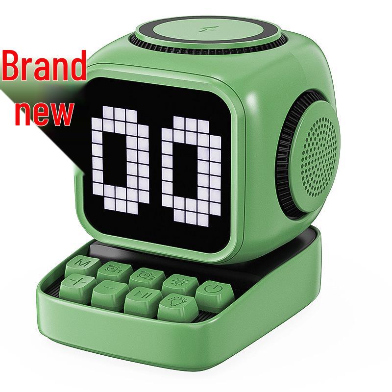 Little Magic Cube Smart Bluetooth Speaker with Magnetic Wireless Charger, Alarm Clock, White Noise, and Retro Design