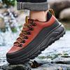 Men's Hiking Shoes PU Leather Casual Sports Shoes Fashion Lace-up Platform Shoes Waterproof Walking Shoes Big Size 39-48