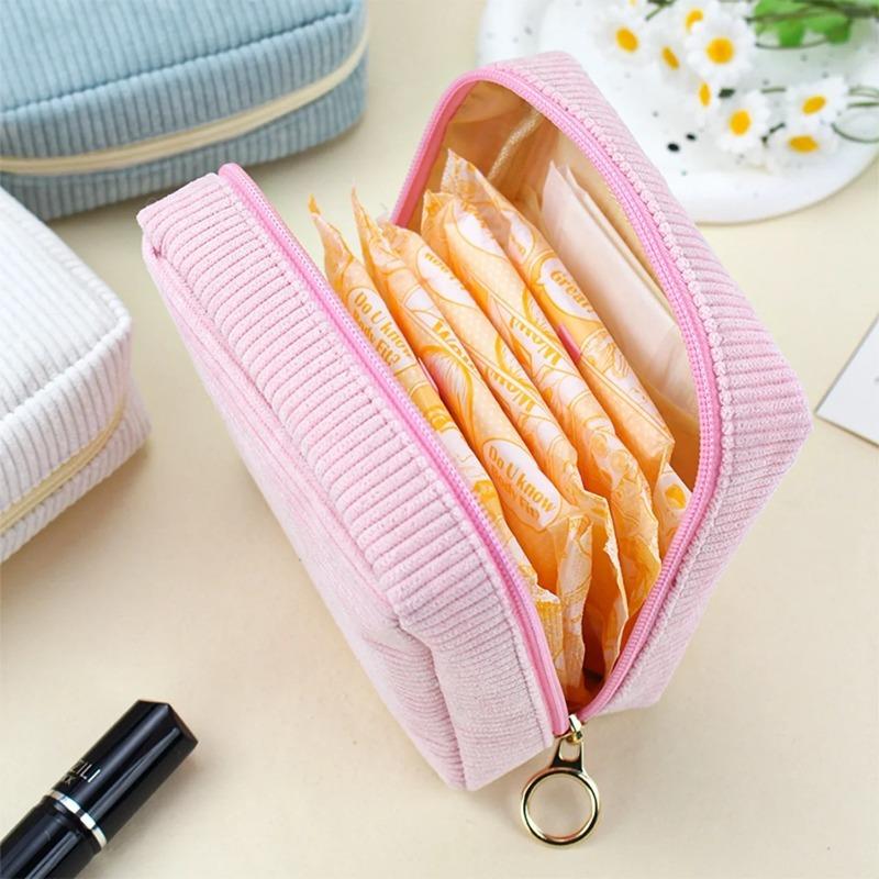 Corduroy Makeup Storage Bag Korean Style Portable Small Multi-layer Makeup Bag Travel Storage Bag