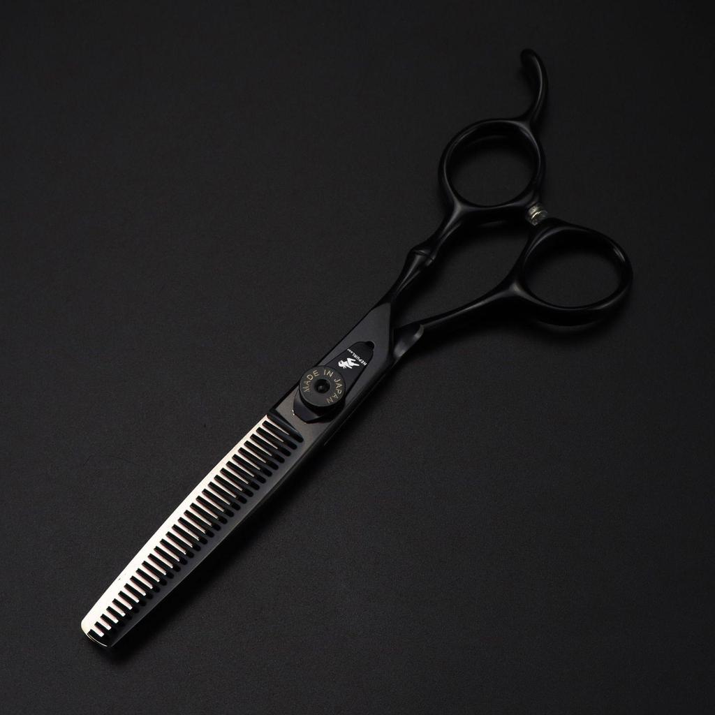 5.5/6.0-inch Black Hairdressing Scissors: Bangs, Serrated, Thinning.