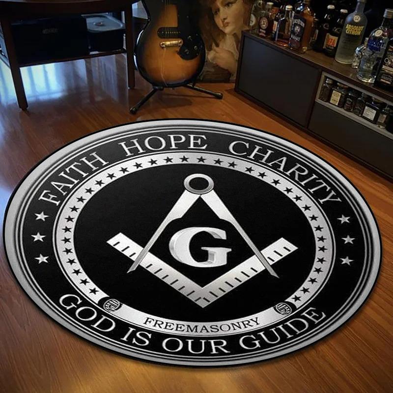  Disney Retro Round Mat Freemason Sect Pattern Flannel Carpet Home Decoration Bedroom Living Room Enter Door Floor Rug