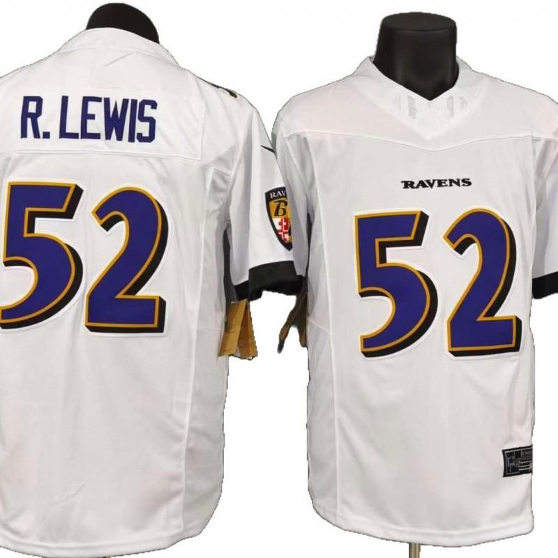 Embroidered Football Jersey 3rd Generation Baltimore Ravens 52 R.Lewis White Shirt