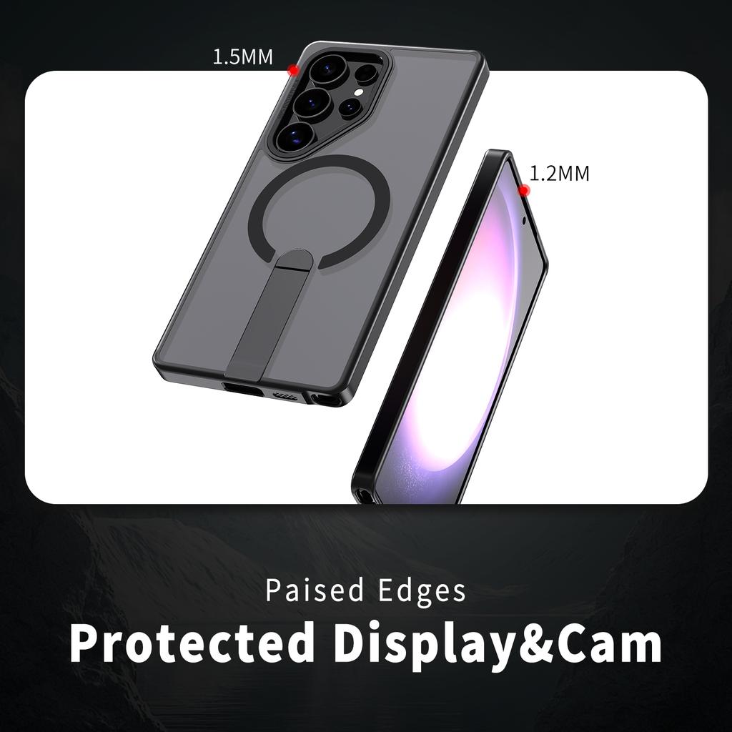 For Samsung Galaxy S25 Ultra Magnetic Case Kickstand TPU + Acrylic Phone Cover