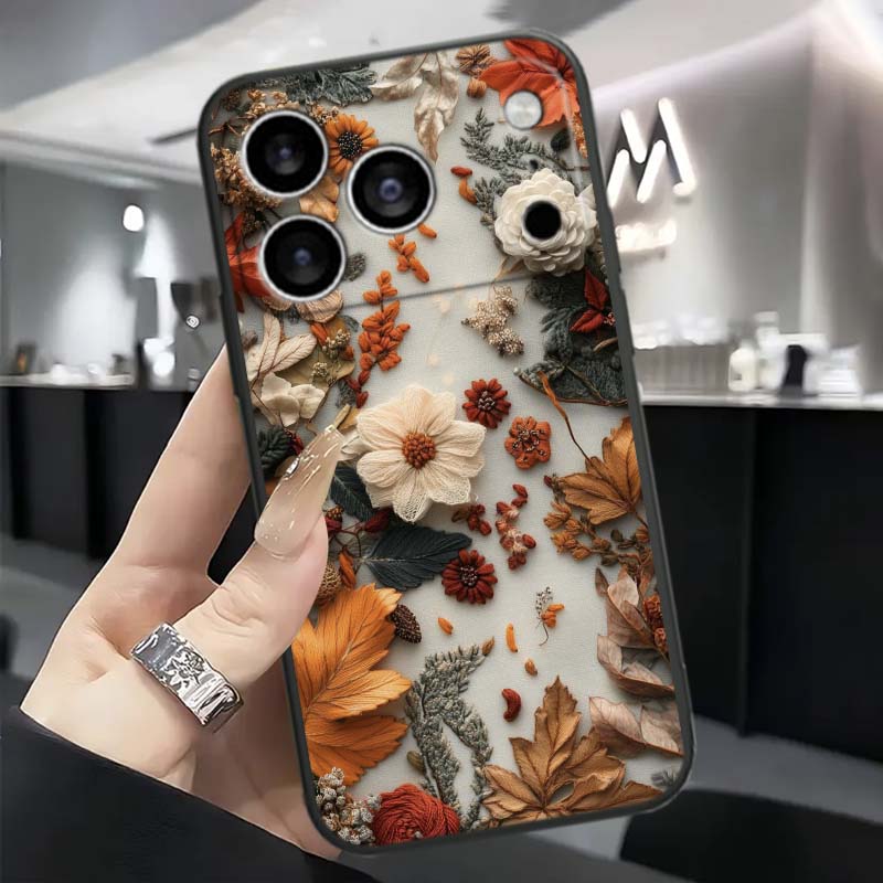 Schmetterlingsblumenmuster Handyhülle Für Apple iPhone 17 16 16E 15 14 13 12 11 Pro Max Plus Schwarz Weiches Silikon