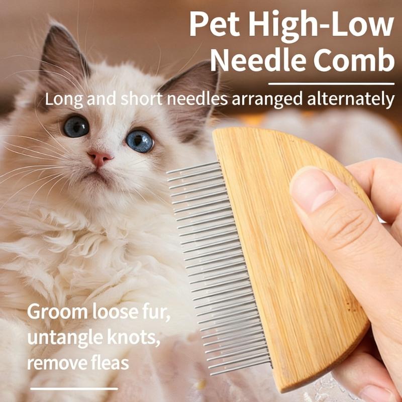 2pcs Bamboos Combs with Wide Fine Teeth Double Sided Lice Comb For Detangling Hair And Removing Fleas From Dogs Cats