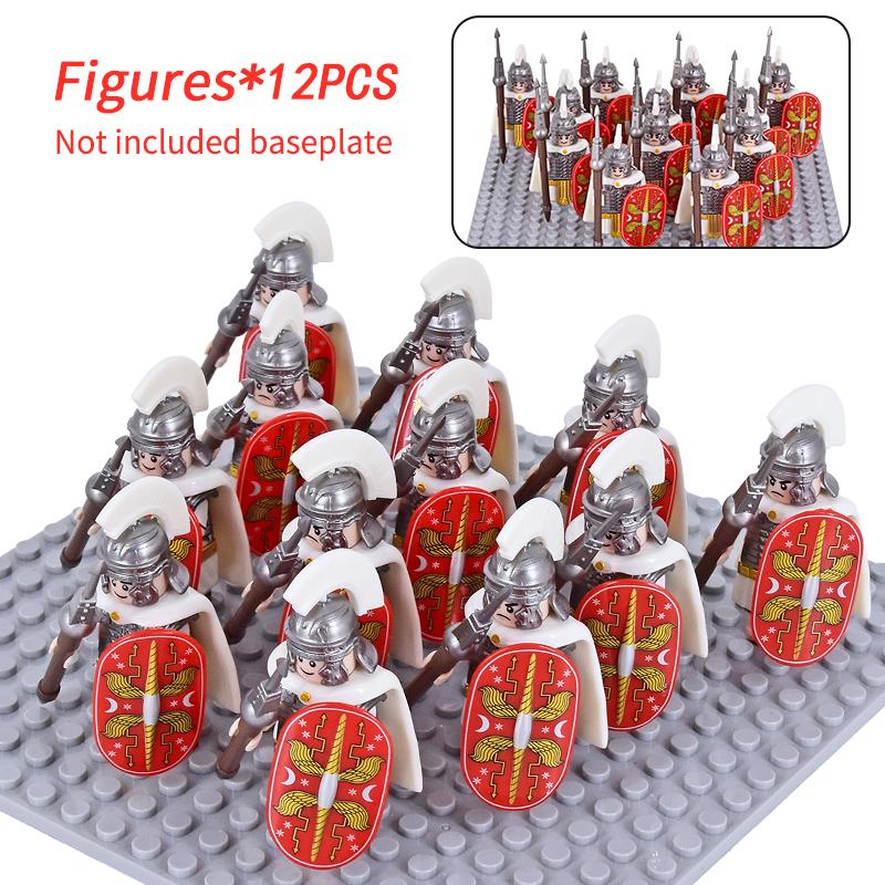 Middelalder Militær Roma Centurion Skutatoi Borg Figurer Sett Romerske Soldater Løve Bjørn Ulv Signifer Byggeklosser Klosser Leker