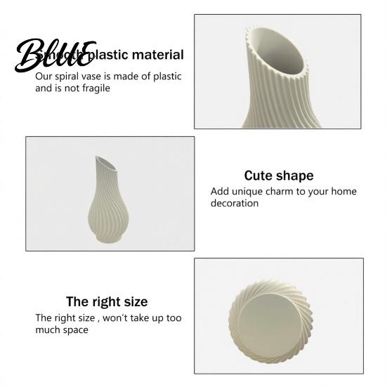 Home Decor Vase 3D Printed Ribbed Flower Vase, Decorative Plastic Table Centerpiece Holder Container for Office Living Room