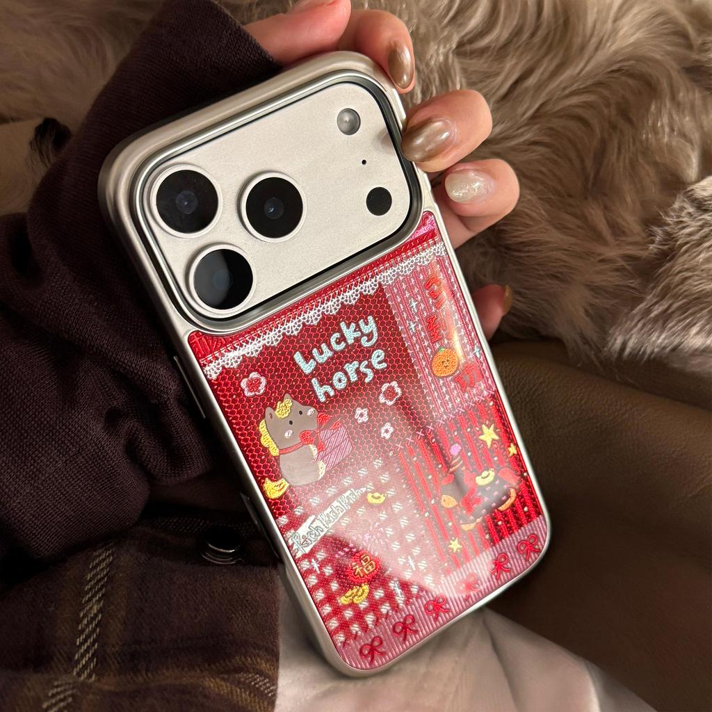 Gilt Red Pony Collage Iphone16promax Mobile Phone Case 13 New Year 14 Apple 17 Suitable for Multiple Models