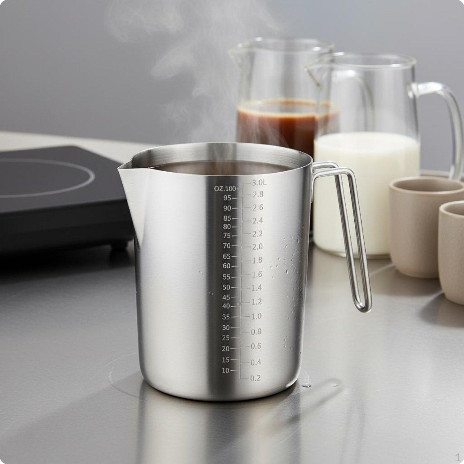 Stainless Steel Measuring Cup Measurement Marks Graduated Large Capacity Metal Pitcher